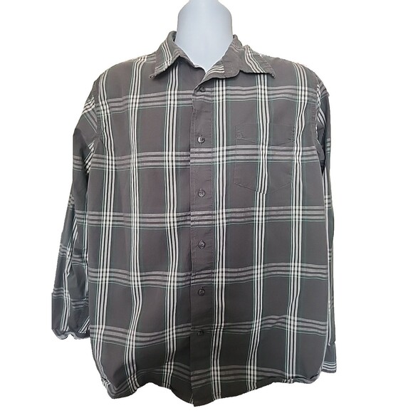 Wrangler Other - Men's Wrangler Button Up Long Sleeve Green/Gray Flannel Size L 100% Cotton